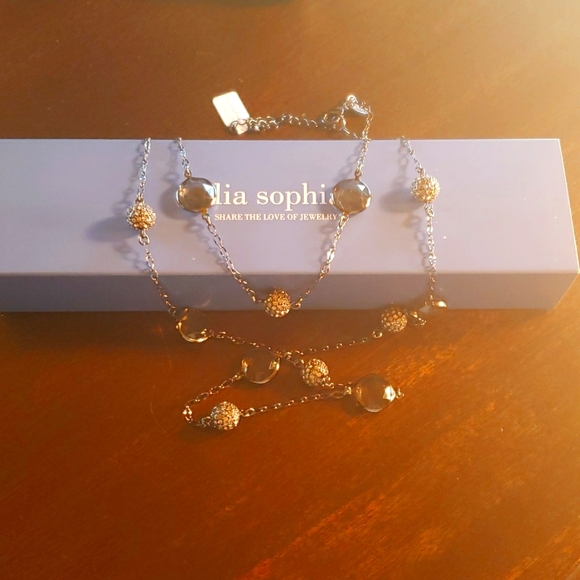 LIA SOPHIA "Jody" Cut Crystal / Smoky Hematite Necklace NIB / Retired - Picture 4 of 8